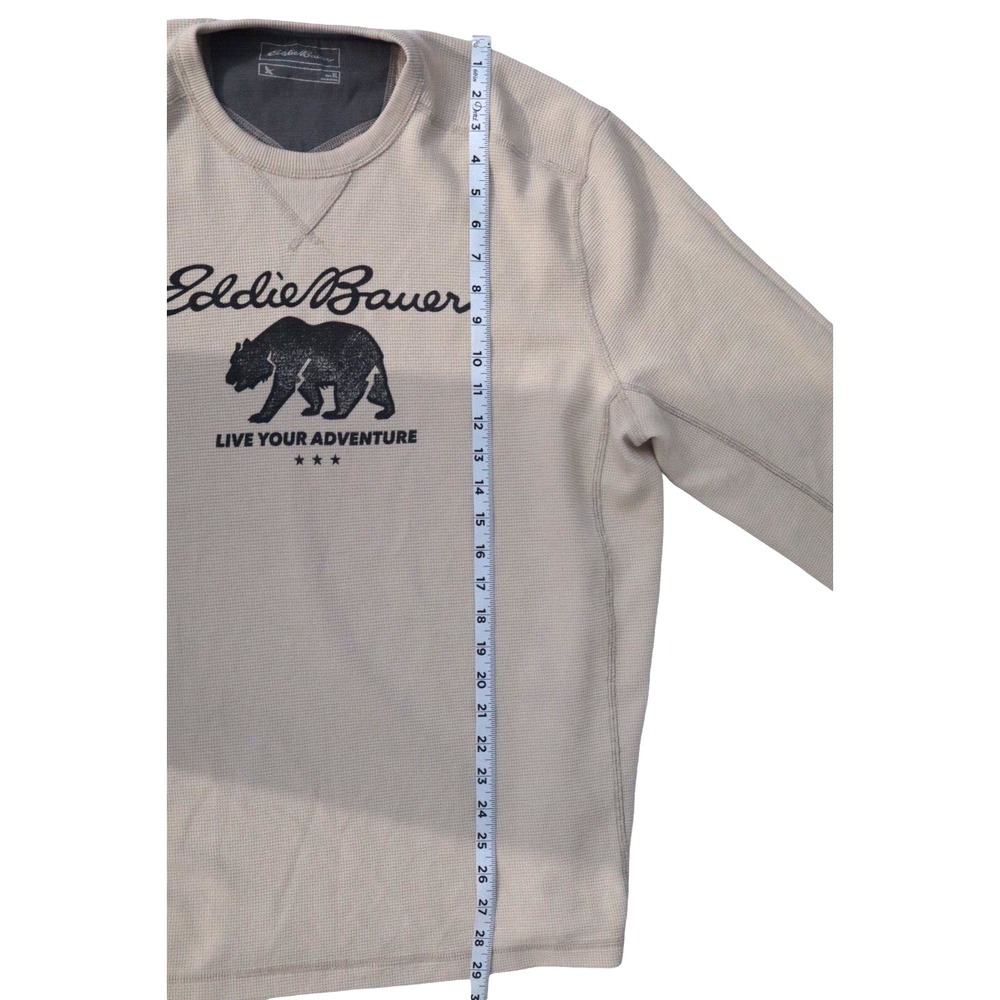 EDDIE BAUER Sweatshirt Men XL Tan Outdoor Thermal Pullover Hiking Biking Walking - Picture 6 of 8